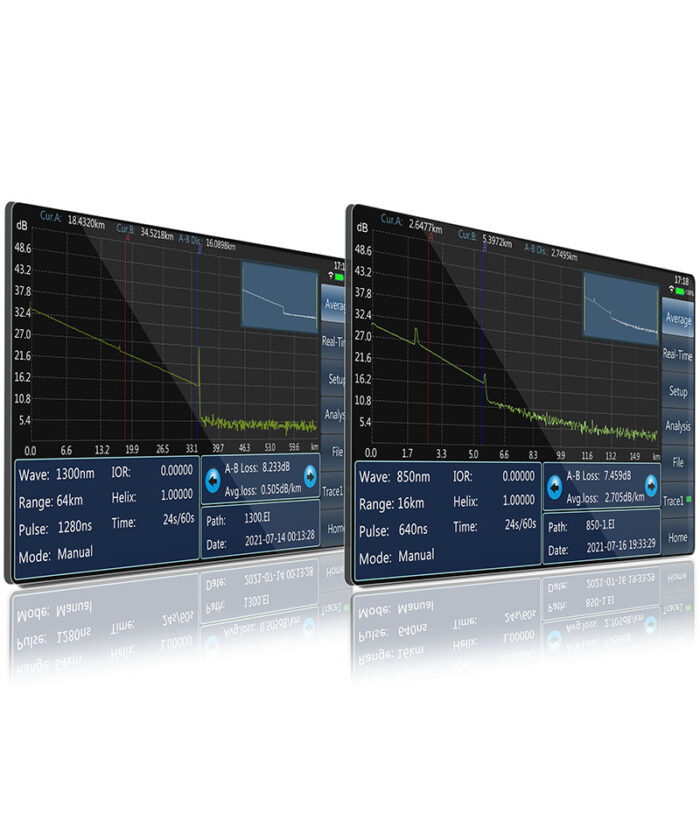 SS322T MM multimode 850nm 1300nm optical time domain reflectometer otdr tester curve